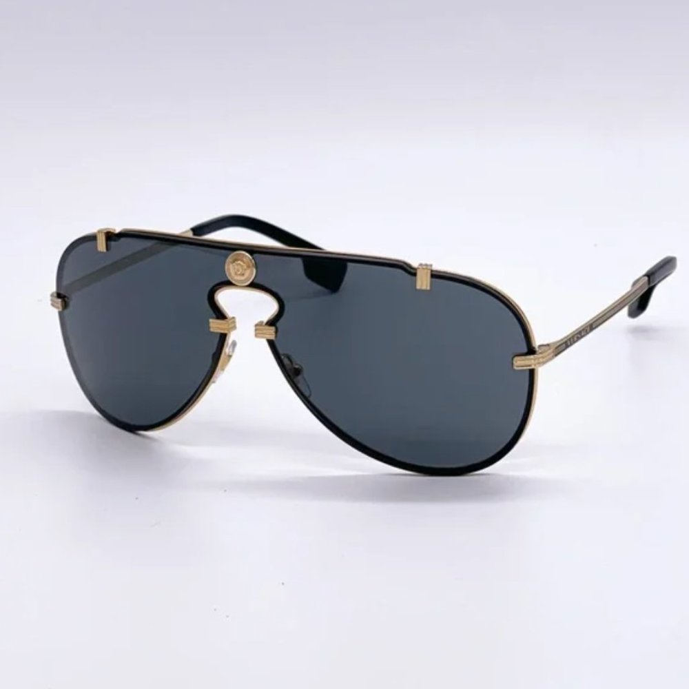 NEW VERSACE SHIELD SUNGLASSES BLACK WOMENS